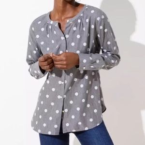 LOFT | Gray Polka Dot Top
